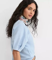 Heathered Pleated Puff Sleeve Sweatshirt