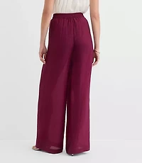 Semi-Sheer Pull On Wide Leg Pants