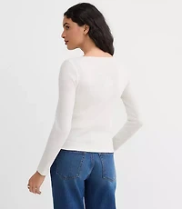 Petite Ruffle Ribbed Cardigan