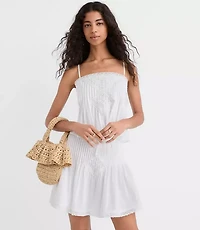 Petite Lace Pintucked Mini Skirt