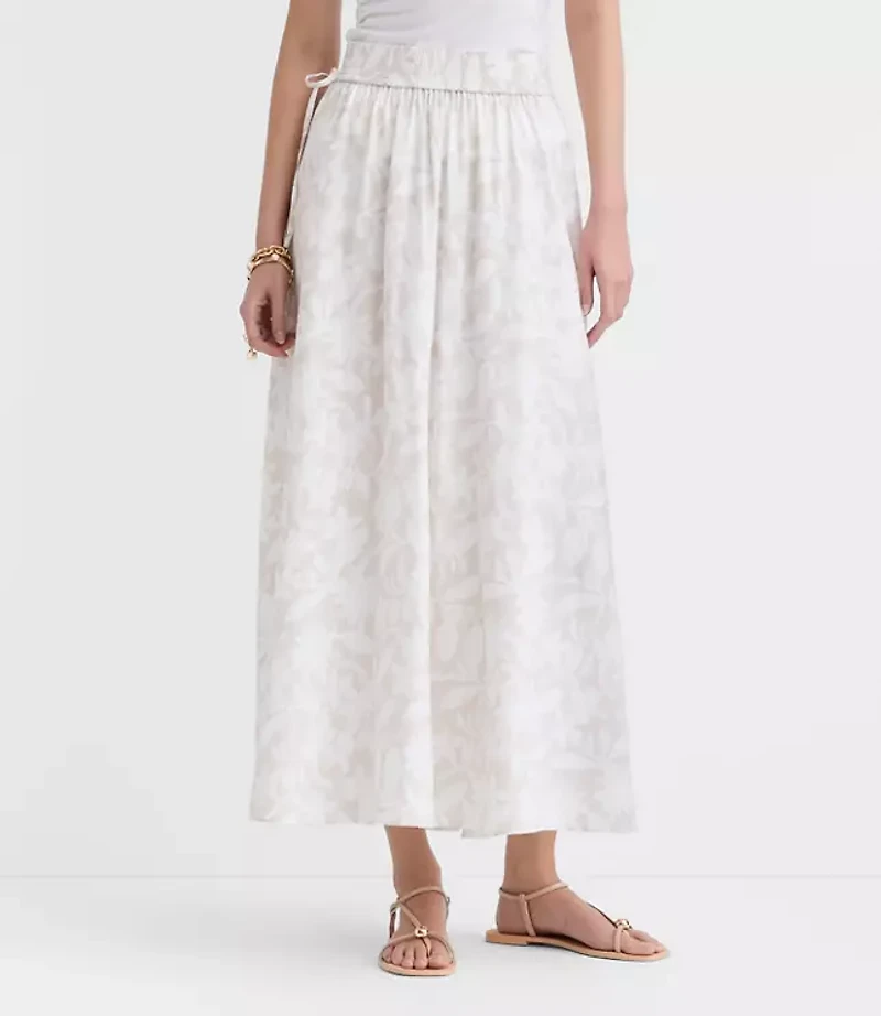 Petite Hibiscus Side Tie Maxi Skirt