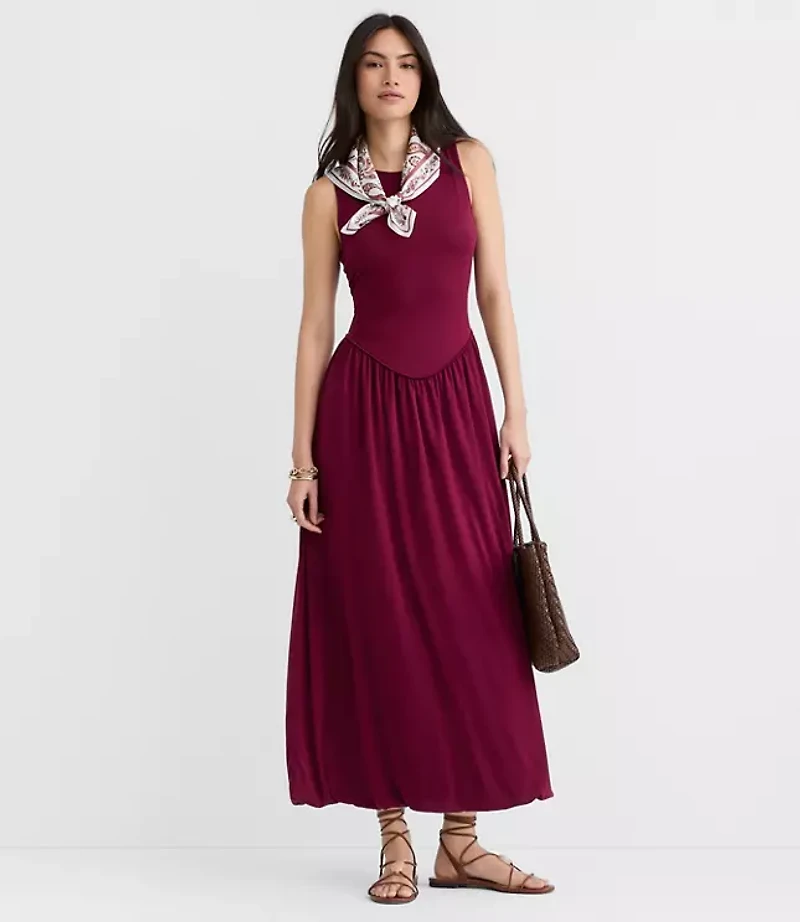 Petite Drop Waist Bubble Midi Dress