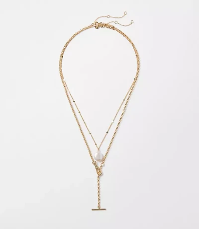 Pearlized Bar Layered Necklace Set