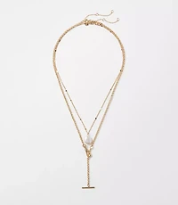Pearlized Bar Layered Necklace Set