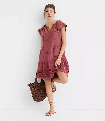 Petite Eyelet Flutter Tiered Mini Dress