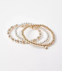 Mixed Metallic Beaded Stretch Bracelet Set