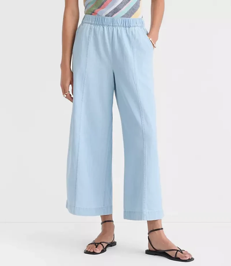 Breezy Wide Leg Crop Pants Chambray