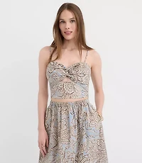 Petite LOFT Beach Floral Poplin Cutout Tank Top