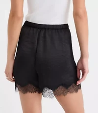 Petite Lace Trim Satin Shorts