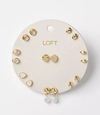 Pearlized Hammered Stud Earring Set