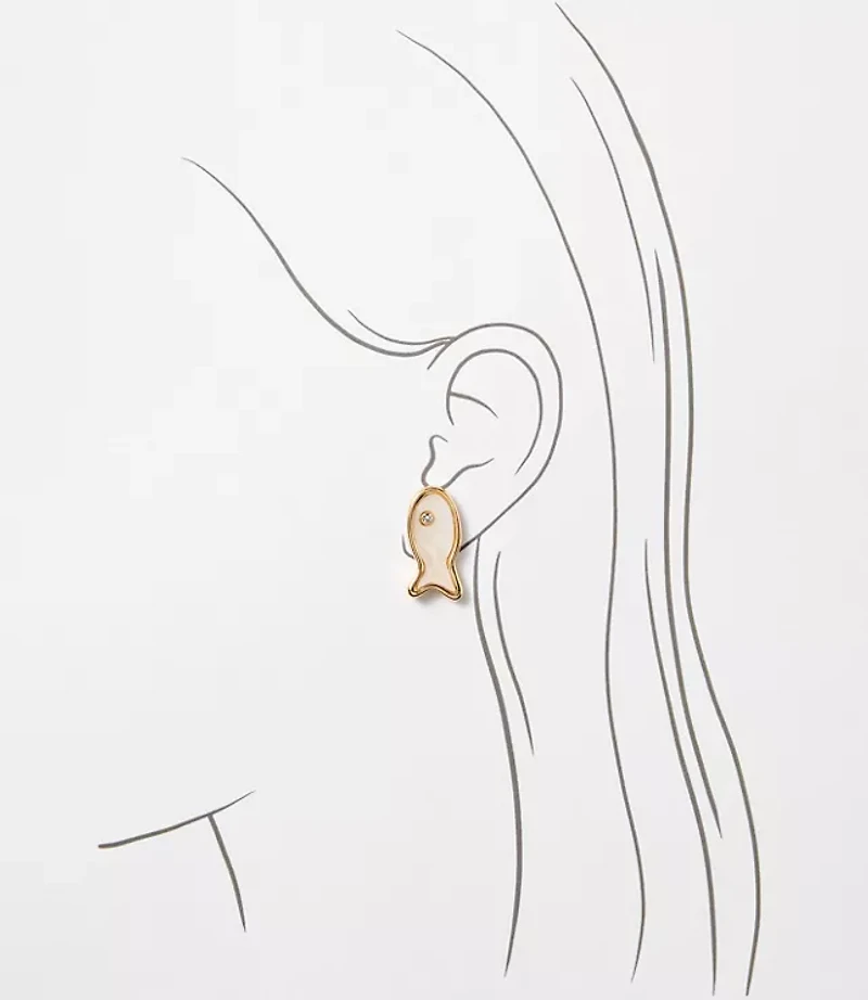 Mother Of Pearl Fish Stud Earrings