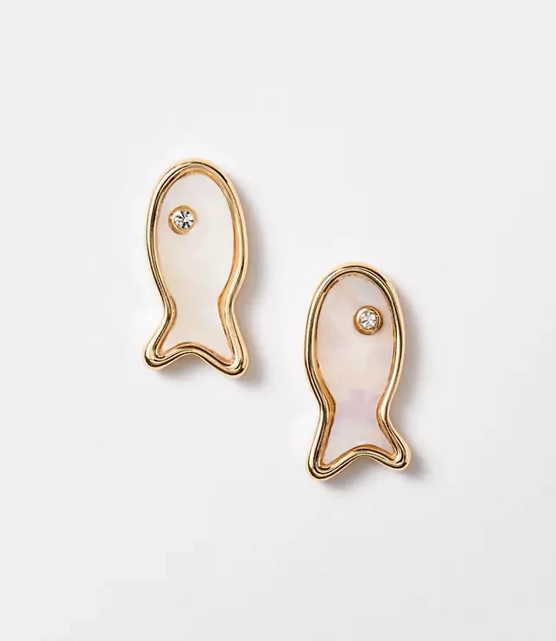 Mother Of Pearl Fish Stud Earrings