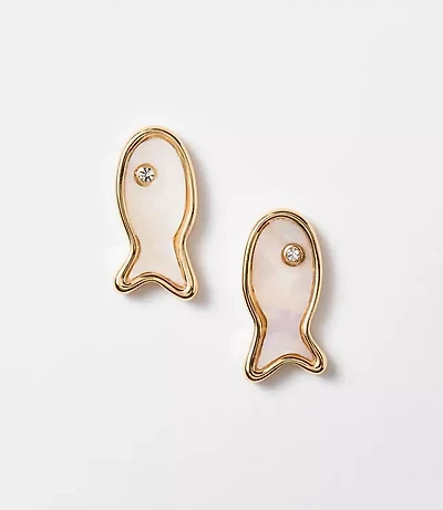 Mother Of Pearl Fish Stud Earrings