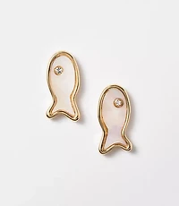 Mother Of Pearl Fish Stud Earrings
