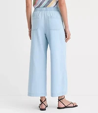 Petite Breezy Wide Leg Crop Pants Chambray
