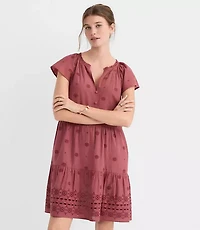 Eyelet Flutter Tiered Mini Dress