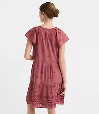 Eyelet Flutter Tiered Mini Dress