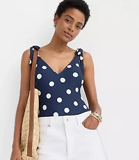 LOFT Beach Polka Dot Tie Strap One Piece Swimsuit
