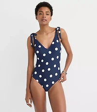 LOFT Beach Polka Dot Tie Strap One Piece Swimsuit