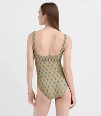 LOFT Beach Garden Ruched One Piece Swimsuit