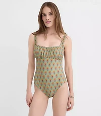 LOFT Beach Garden Ruched One Piece Swimsuit
