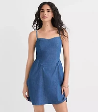 Petite Chambray Bustier Mini Dress