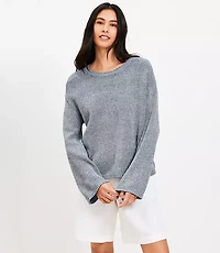 Petite Scalloped Pointelle Flare Sleeve Sweater