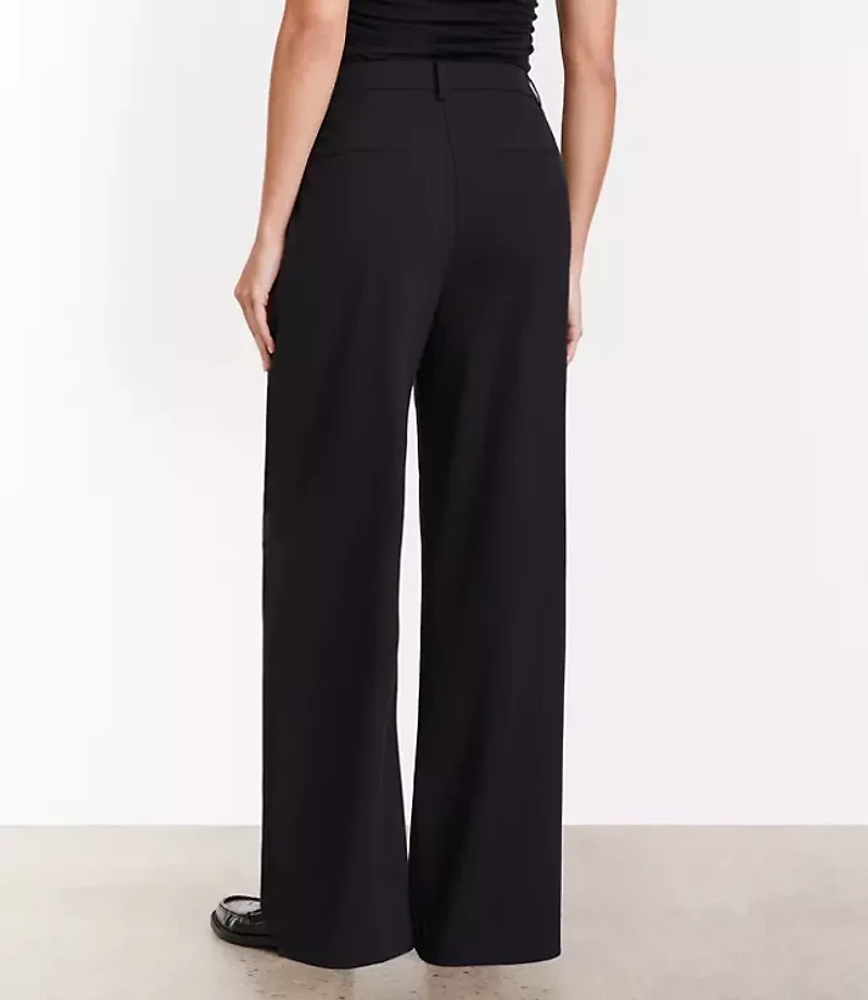 Petite Curvy LOFT Versa Seasonless Stretch Double Pleat Wide Leg Pants