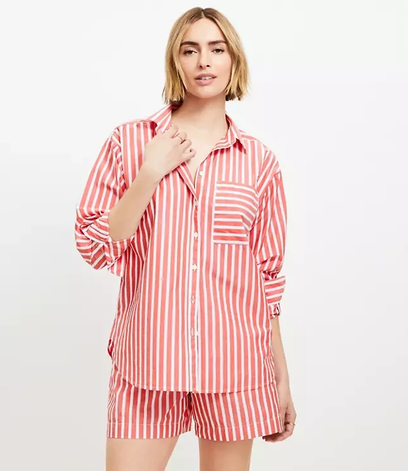 Striped Poplin Everyday Oversized Pocket Shirt