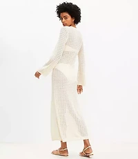 Petite LOFT Beach Pointelle Tie Neck Maxi Swimsuit Coverup