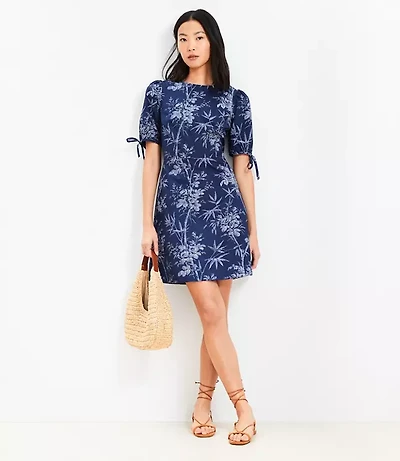 Petite Palm Cutout Back Tie Cuff Mini Dress