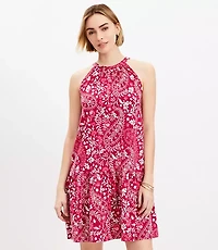 Paisley Flounce Mini Halter Dress