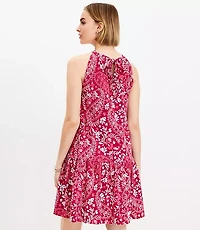 Paisley Flounce Mini Halter Dress