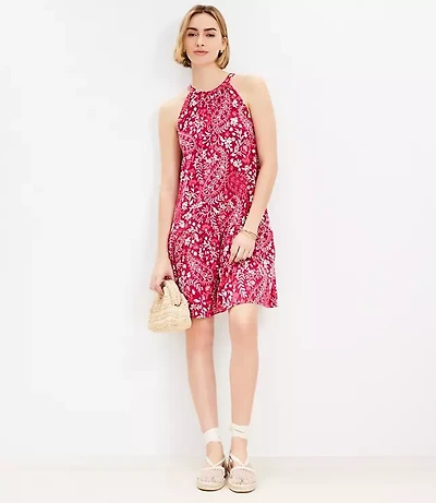 Paisley Flounce Mini Halter Dress