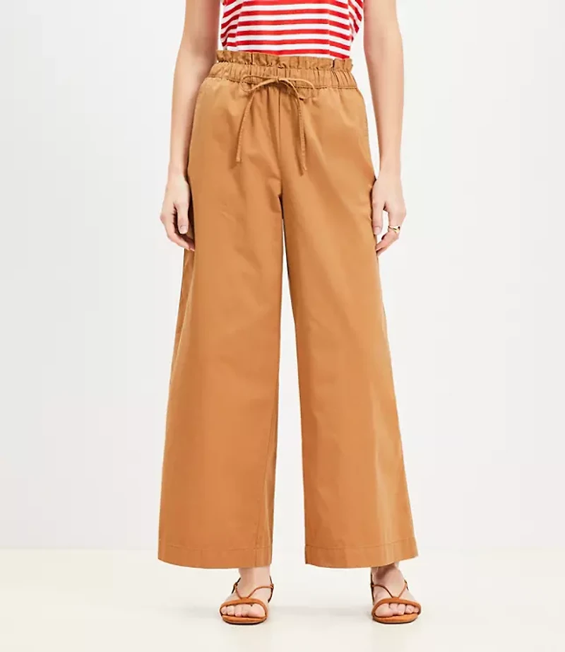 Tall Breezy Wide Leg Ankle Pants Twill