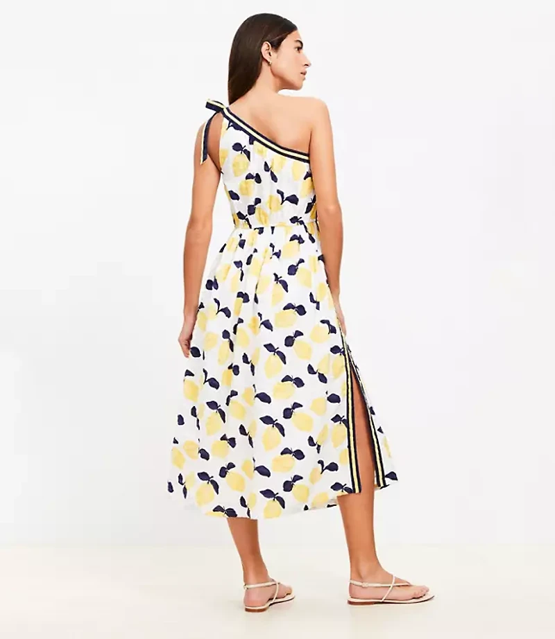 Lemon Tie One Shoulder Midi Dress