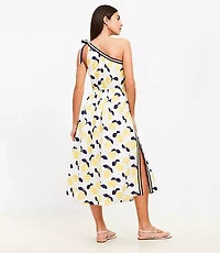 Lemon Tie One Shoulder Midi Dress