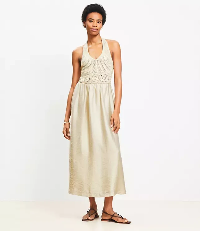 Crochet Halter Midi Dress