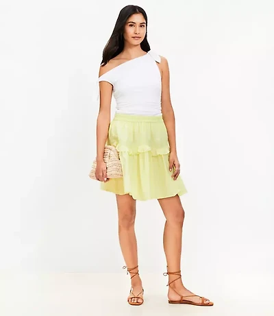 Lace Trim Ruffle Mini Skirt