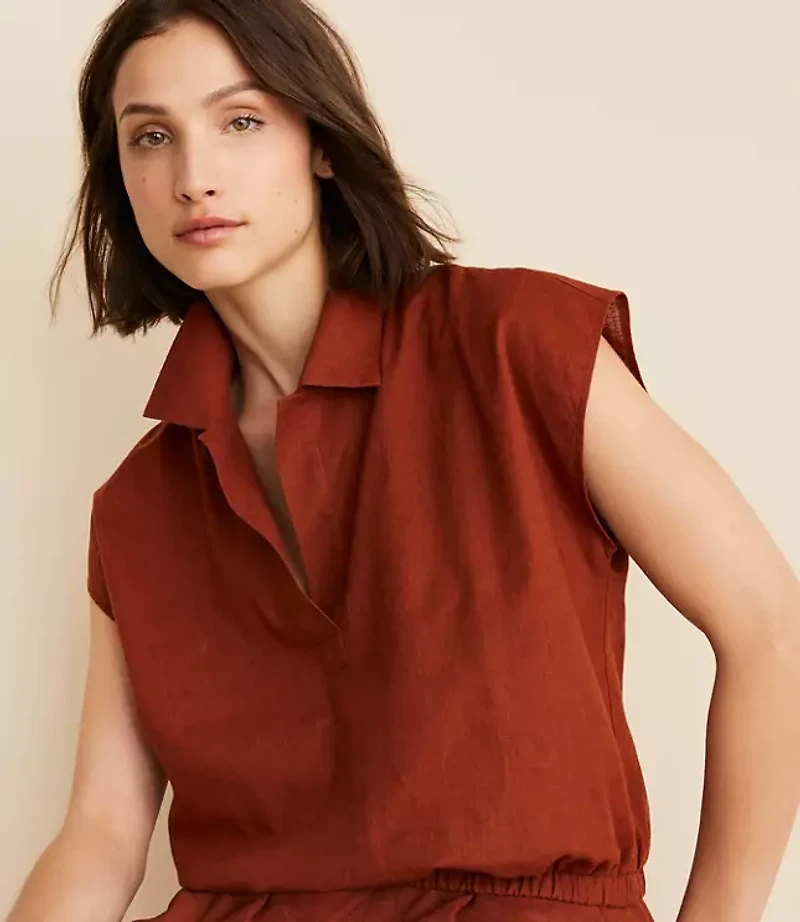 Lou & Grey Linen Cotton Polo Top