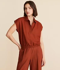 Lou & Grey Linen Cotton Polo Top