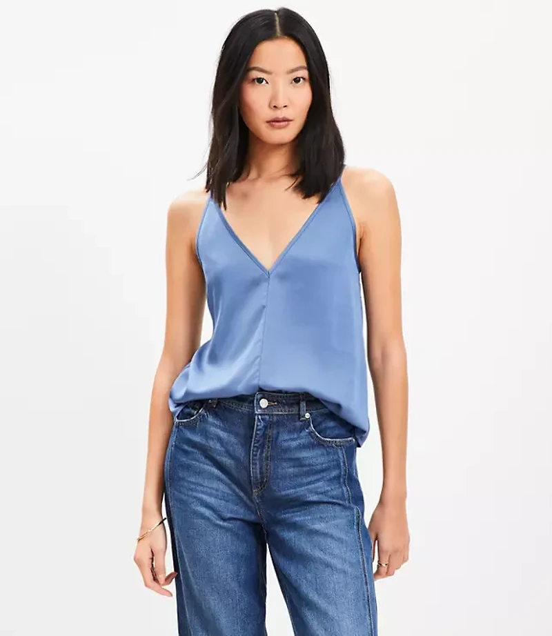 Petite Satin Double V Cami