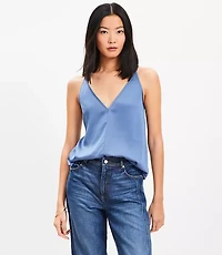 Petite Satin Double V Cami