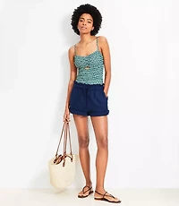 LOFT Beach Geo Shirred Cutout One Piece Swimsuit