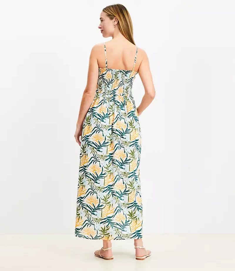LOFT Beach Sunset Smocked Cami Maxi Pocket Dress