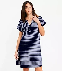 Petite Striped Jacquard Henley Mini Dress