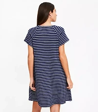 Petite Striped Jacquard Henley Mini Dress