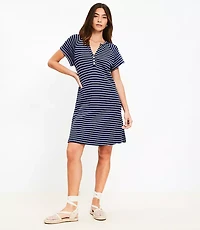 Petite Striped Jacquard Henley Mini Dress