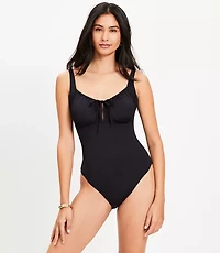 LOFT Beach Ruched Tie Keyhole One Piece Swimsuit