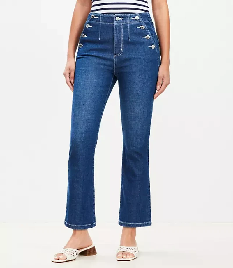 Curvy High Rise Sailor Kick Crop Jeans Classic Mid Wash